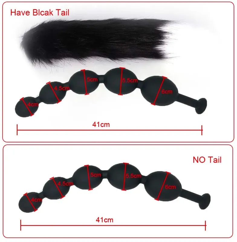 Butt Plug with Tail BDSM felnőtt szexjátékok pároknak, hatalmas anális gyöngyök, folyékony szilikon puha anális dugó Prosztata masszázs anális dildók — image 22