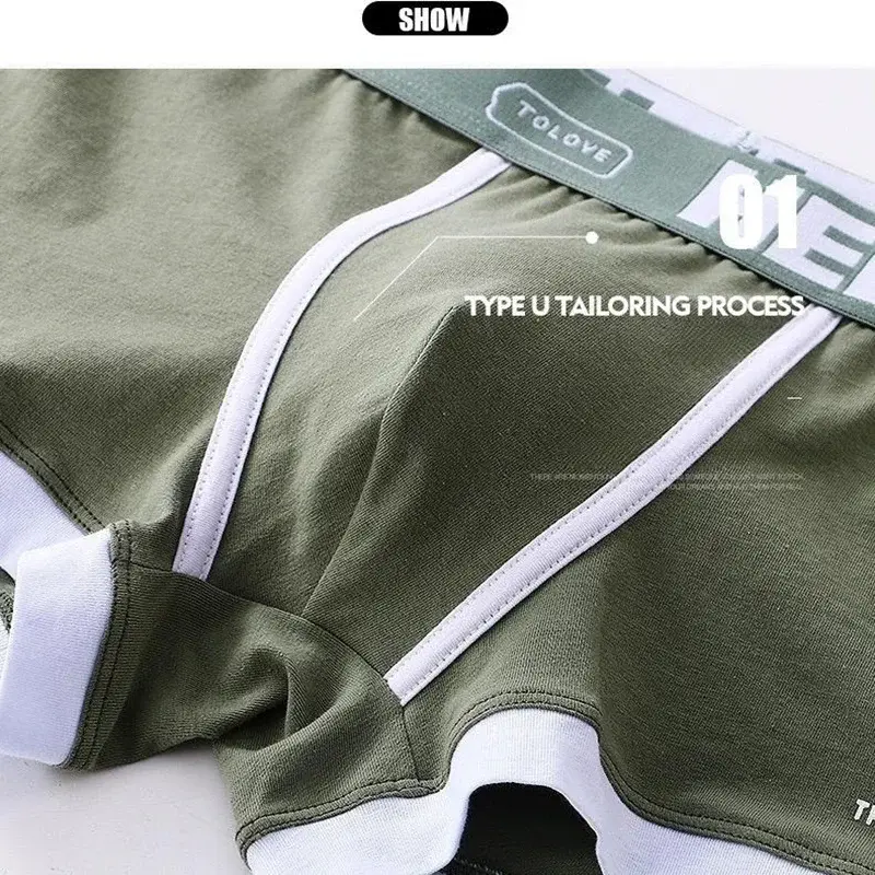 1st män boxershorts i bomull Trosor Underkläder3 färger L XL 2XL 3XL Mjukt brevbälte Andas Mjukt Mode Sport