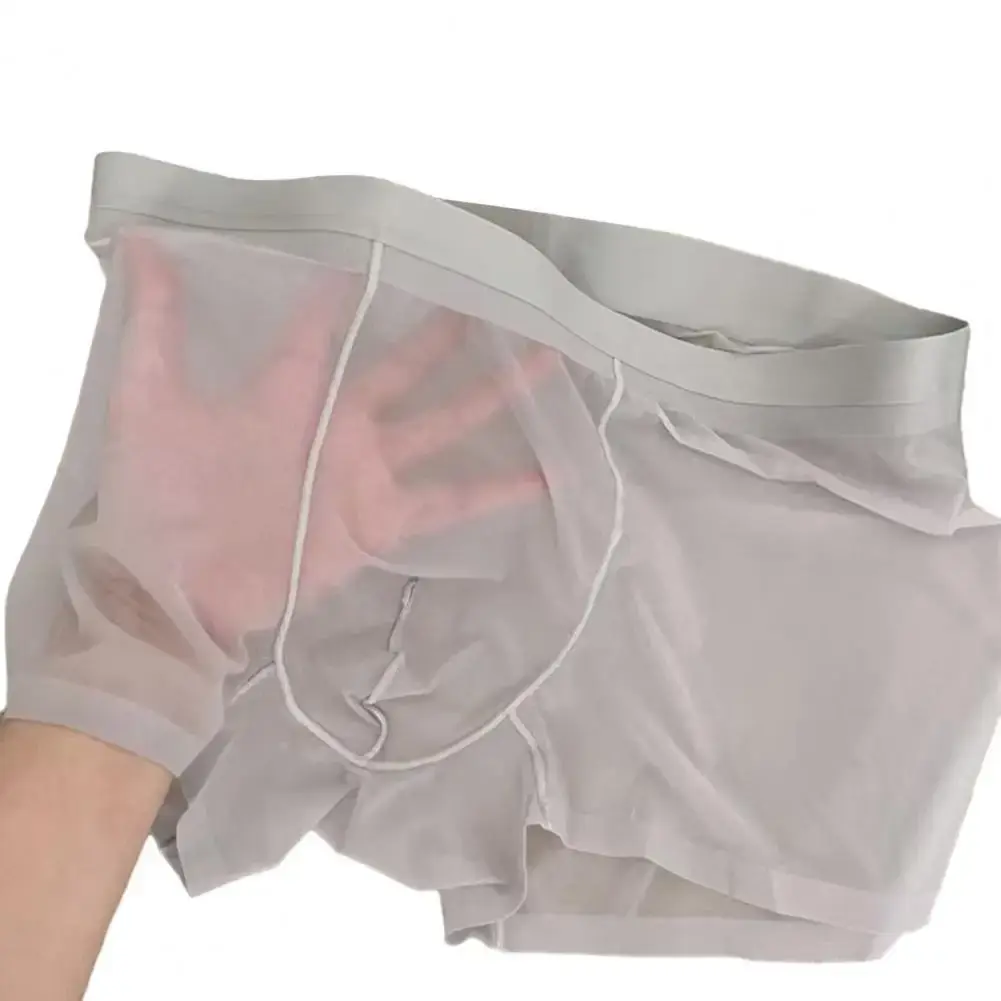 Cueca boxer masculina transparente, leve, elástica, cintura média em u-convexa, fina perspectiva, cuecas sem costura — image 1