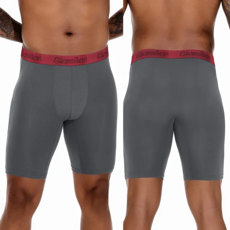 4 Pieces Mixed Colors Quick-Dry Long Leg Boxer Briefs Underpants Underwear For Home And Sports Hight Quality Male Panties Pants — image 2