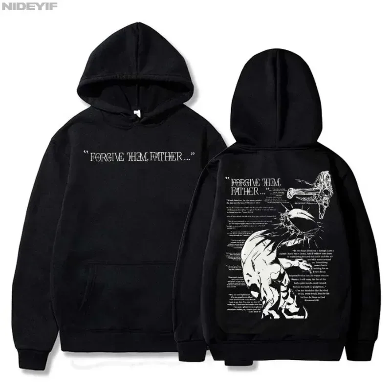 Jojo Bizarre Adventure Jesus Merch forgives Father's Bible Day hoodies men streetwear hip-hop sportswear casual top sweatshirt