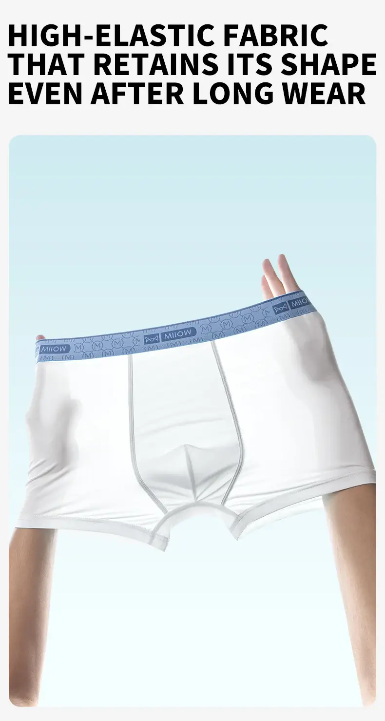 MiiOW 3Pcs Ice Silk Men Underwear 10A Antibacterial Breathable Crotch Men's Panties Silky Seamless Man Underpants Boxershorts — image 9