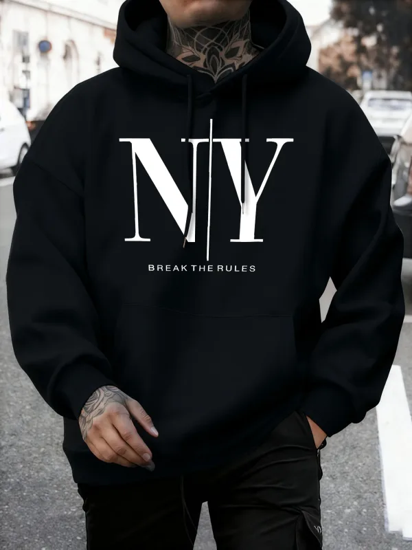 Labagin ang Mga Panuntunan Oo Hindi Mga Print Autumn Fleece Sweatshirt ng Panlalaking Soft Jogging Hoodie Street Comfy Pullovers Sport Loose Sportswear