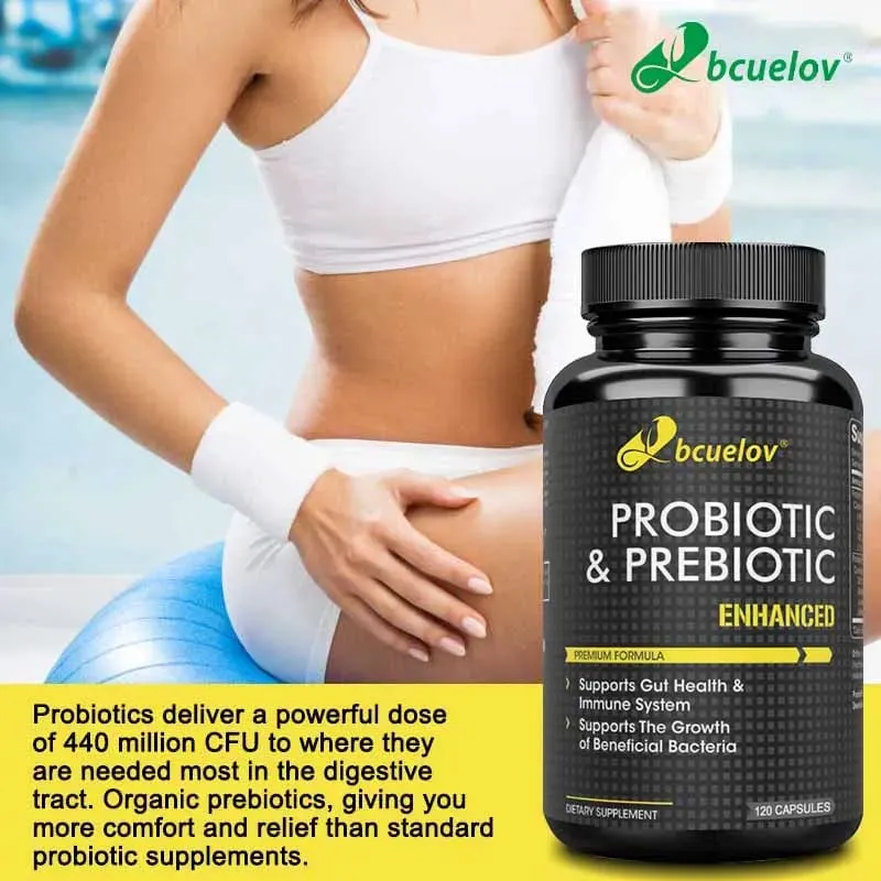 Probiotics and Prebiotics Support Gut Health and The Immune System Relieve Constipation Bloating Bad Breath Acne & Blemishes