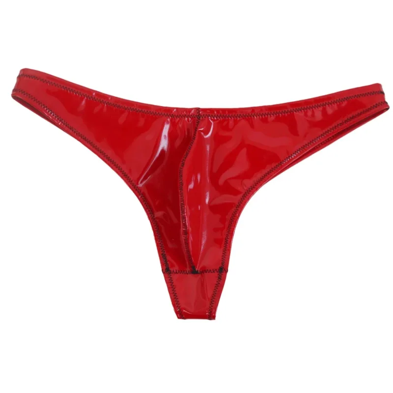 Mga Sexy Men Plus Size Latex PVC Makintab na Mainit na Maiksing Matambok U Pouch G-string Fashion Underwear Tights Lingeries PU Stage Briefs — image 10