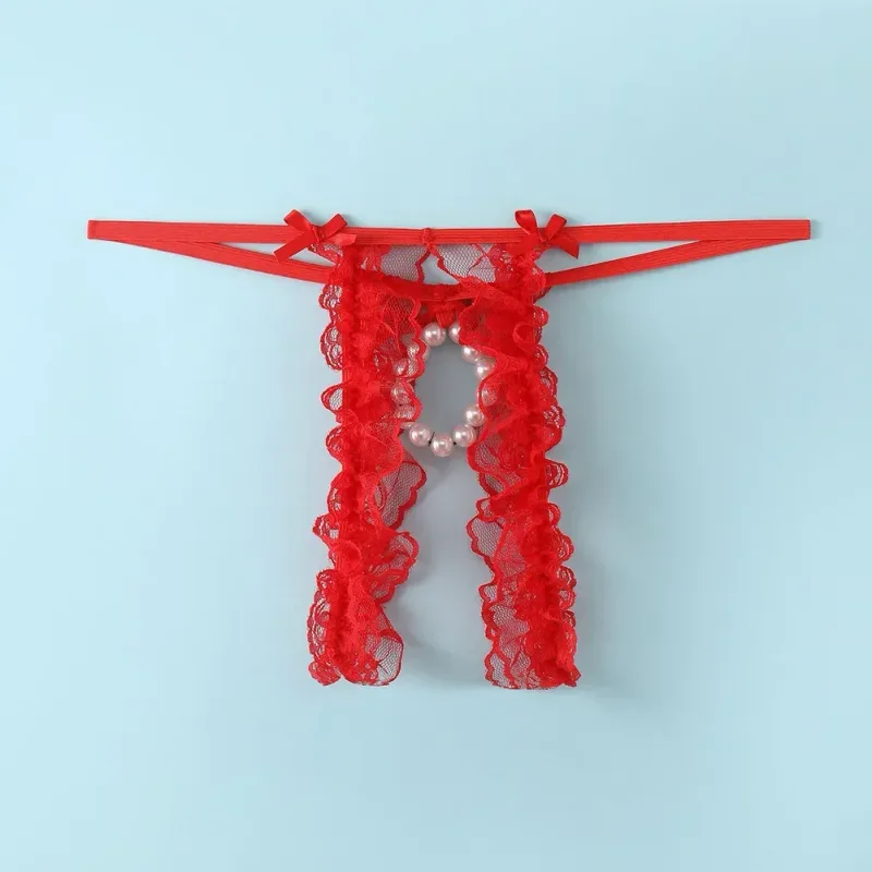 Mga Lalaki Sexy Lace Open-Crotch Low Waist Underwear Hole Pouch Thongs G-strings Briefs Puwit Hollow Thong Exposed Cock — image 18