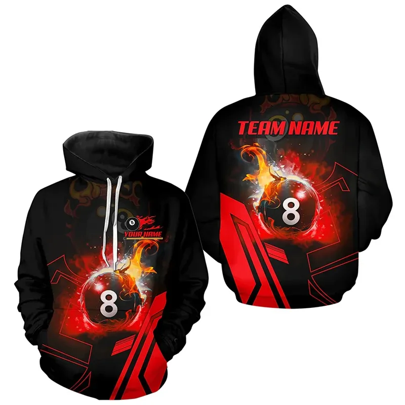 Personalized Billiard Pattern Hoodie For Men Sports Custom Name Pullover Sweatshirts Tops Hot Sale Plus Size Long Sleeve Hoodies — image 4