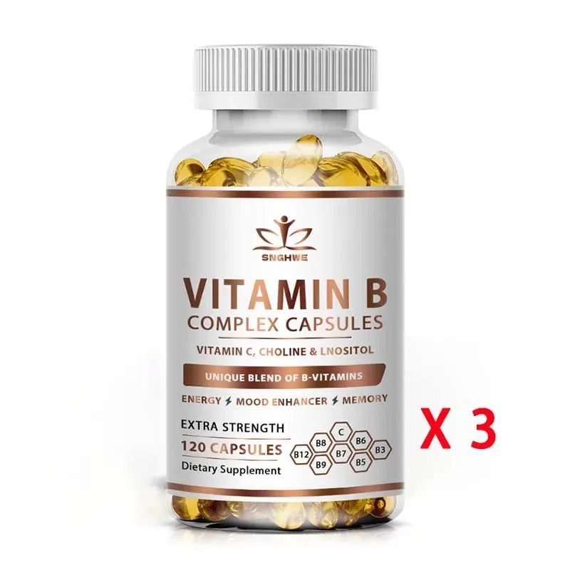תוספי ויטמין B-Complex (B1 B2 B3 B5 B6 B12 חומצה פולית וביוטין) מקלים על מתח שיפור מערכת החיסון עצמות ושיניים חזקות
