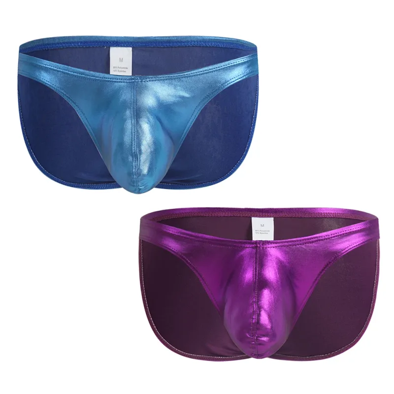 Men's Fashion Low Waist Imitation Leather Briefs with U Convex Pouch Sexy Underwear Lingerie 3PCS/2PCS/1PC Set — image 26