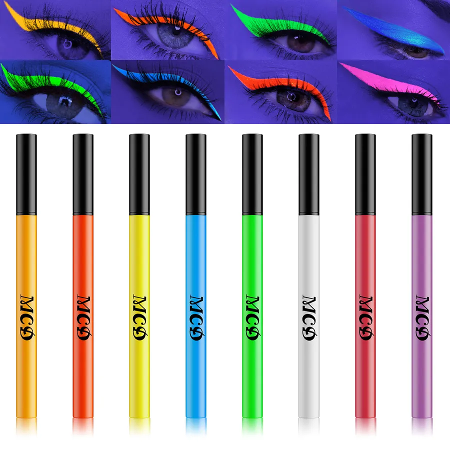 1 PC אור UV ניאון אייליינר עט איפור עיניים כחול ירוק עמיד למים צבע נוזלי עיפרון עיפרון איפור קוסמטיקה צהוב סגול — image 7