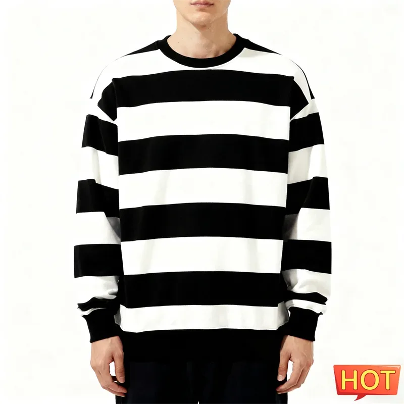 Enkla randiga grafiska tröjor för män Mode trendiga långärmade 3D-tryckta fula sweatshirts Casual överdimensionerade tröjor Toppar — image 1