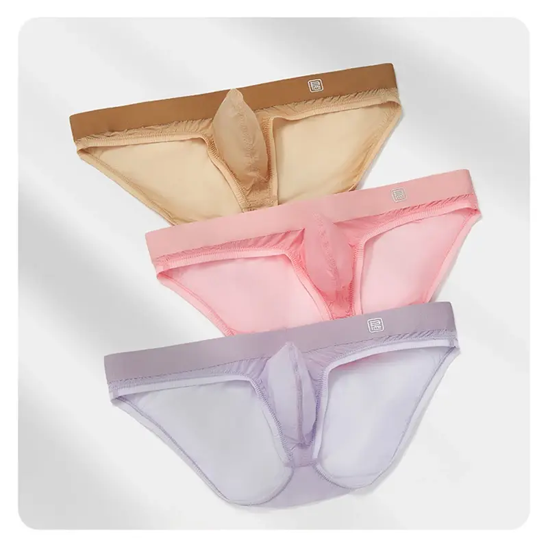 Ice Silk Ultra-thin Men Underwear Seamless Transparent Quick Drying Briefs Sexy U Bulge Pouch Triangle Underpants Erotic Panties — image 11