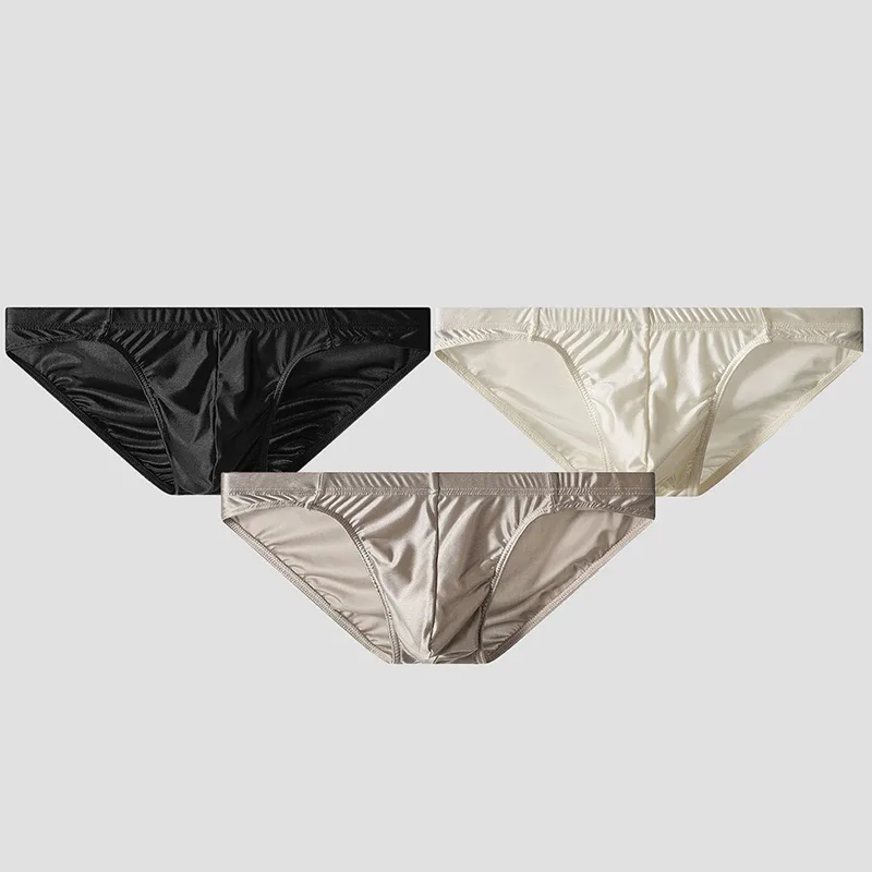 Luxury Satin-like Men Underwear Ice Silk Thin Smooth Briefs Sexy Breathable Underpants U Bulge Pouch Quick Drying Panties Cuecas — image 7