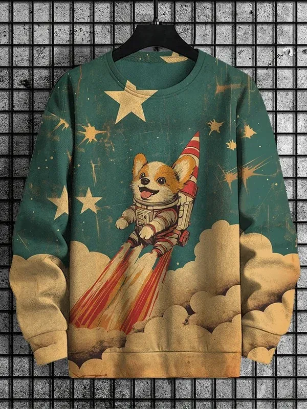 Mga Men's Animal Cat Sweatshirt Long Sleeved Sweatshirt O-Neck Fashion Cool Daily 3D Printed Japanese Art Prints Mga Casual Sweatshirt — image 4