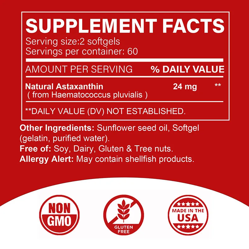 Astaxanthin Capsules Promotes Cardiovascular Health Accelerates Metabolism Antioxidant Supplement Skin Healty — image 2