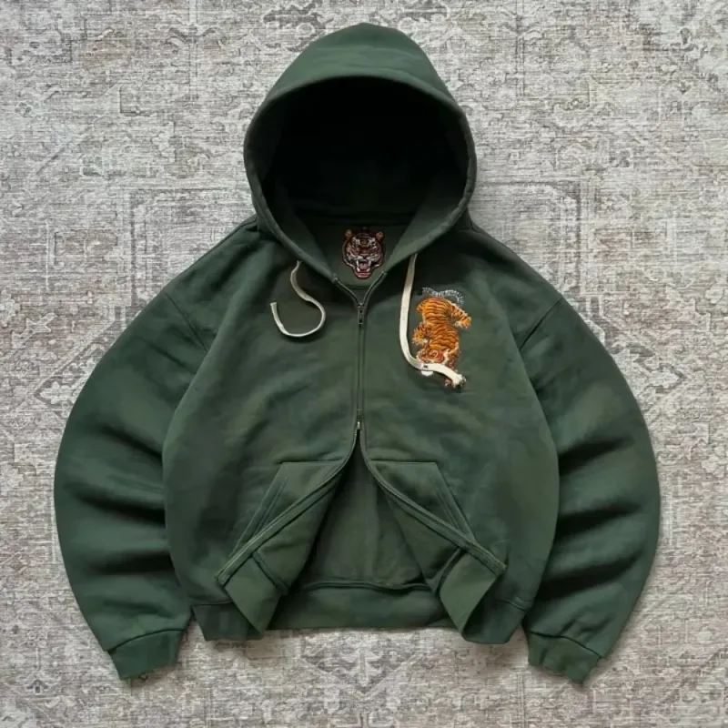 Vintage urso impressão hoodie masculino retro verde xadrez remendo pulôver moletom com capuz casual streetwear manga longa feminino hoodies topo