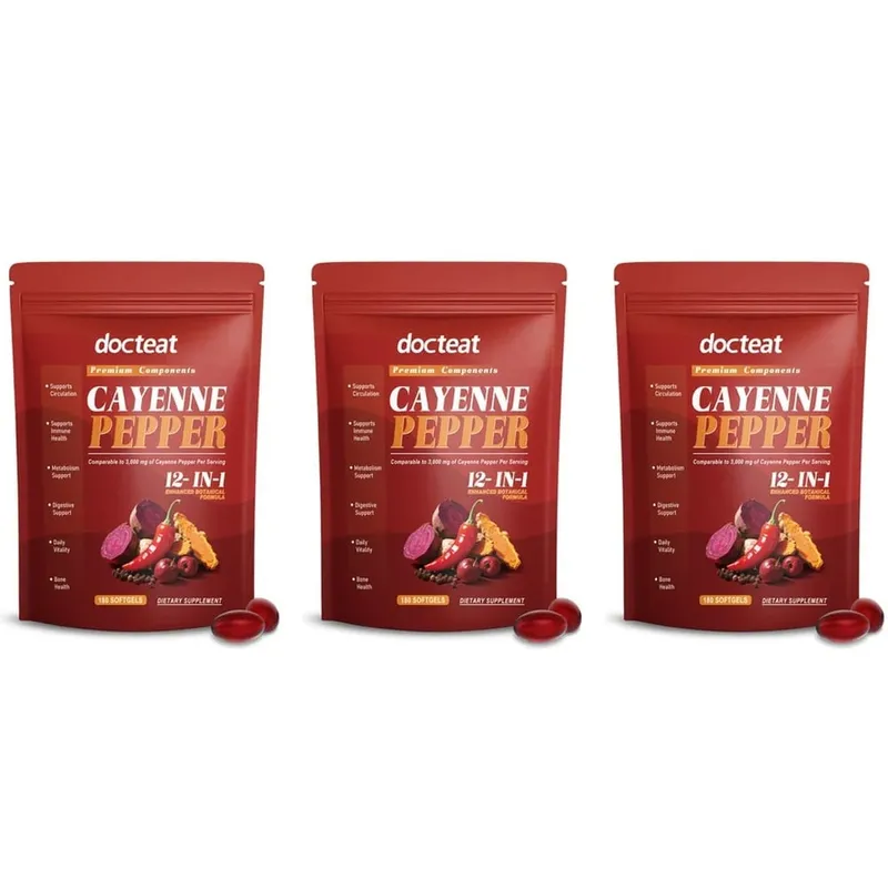 Cayenne Pepper Softgels with 12-in-1 Enhanced Botanical Formula for Antioxidant and Vascular Health Support 180 Softgels — image 8