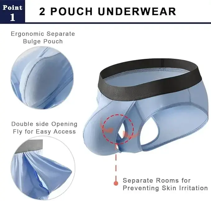 Mens Bamboo Fibers Athletic Quick Dry Breathable Separate Pouch Underwear Fly Front Dual Pouch Trunks Bulge Enhancing Comfortabl — image 5