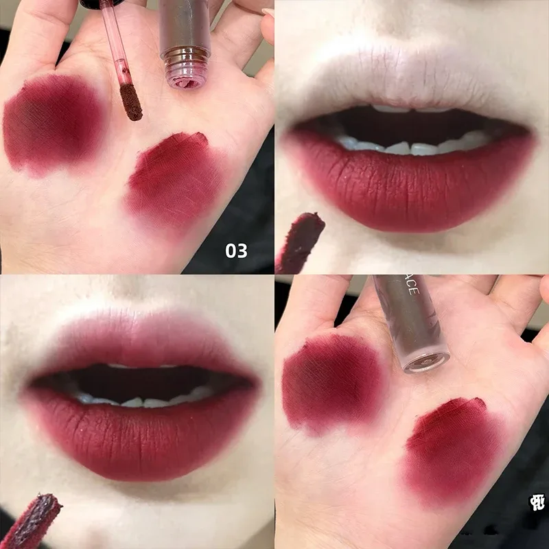 Punk Dark Brown Lip Mud Nude Matte Orange Brown Lip Gloss Raspberry Red Liquid Lipstick Waterproof Non Stick Cup Lip Tint Makeup