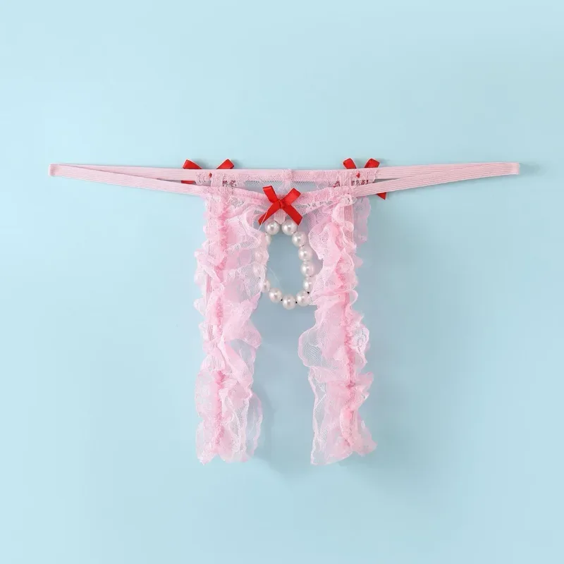 Mga Lalaki Sexy Lace Open-Crotch Low Waist Underwear Hole Pouch Thongs G-strings Briefs Puwit Hollow Thong Exposed Cock — image 21