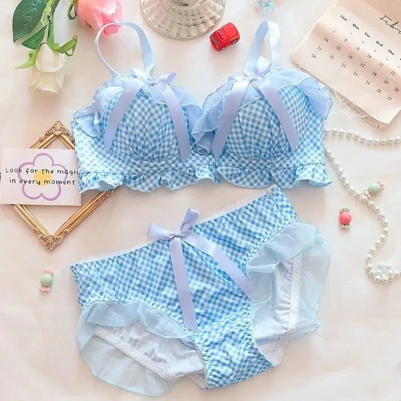 Lolita fehérnemű melltartó szett romantikus kis mell, édes lány kis mellű Cosplay fehérnemű masni melltartó és bugyi szett szexi fehérnemű 2 P — image 7
