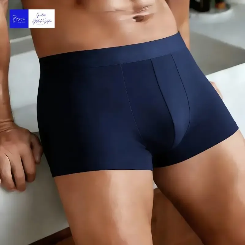Men's Ice Silk Boxer Briefs Solid Color Quick-Dry Underwear Soft Breathable Low-Rise Trunks S-6XL Boys Underwear Boxershorts Men