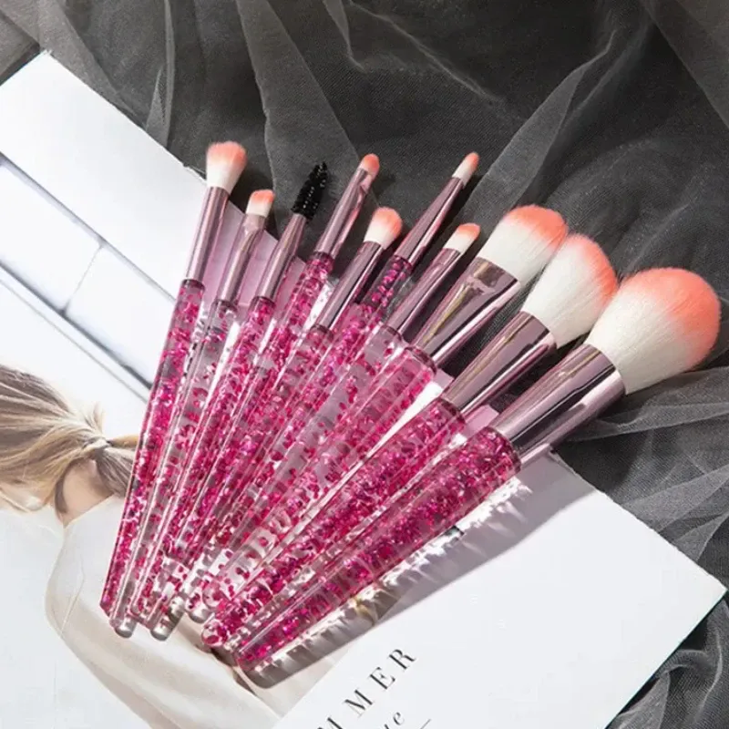 Ensemble de pinceaux de maquillage professionnels, 10 pièces, pinceaux de détail Super doux, pour Blush, fond de teint, correcteur, fard à paupières, outil de beauté pour dames