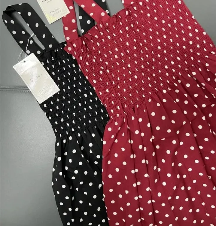 קיץ Befree Beach Long Vintage Dots קז'ואל סלסולים אלגנטית מסיבה מקסי רצועת Camis שמלת משיי Vestidos שמלות סקסיות נשים — image 5