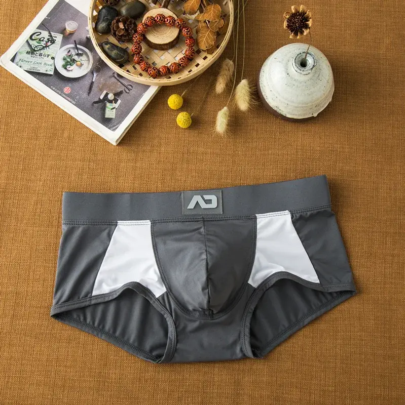 Cueca masculina de seda com leite de ângulo plano, confortável e adequada para a pele, respirável, sedosa, suave, secagem rápida, boxers baixos