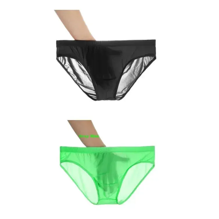 2 pçs ultra fino cuecas de seda gelo masculino plus size M-4XL cor sólida juventude translúcido cintura baixa respirável sexy calcinha masculina — image 25