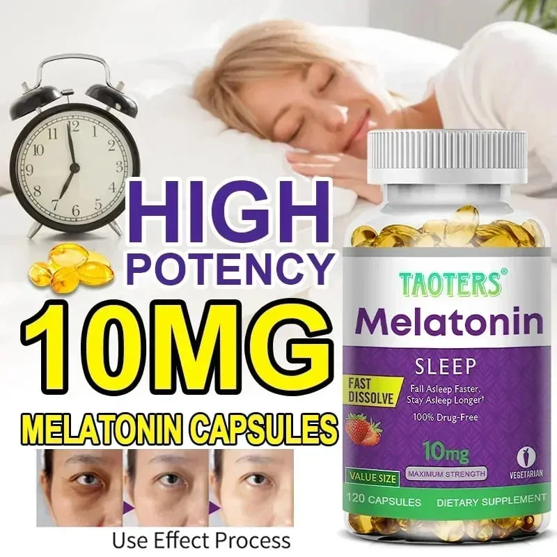 Melatonin capsules 10MG - promotes restful sleep and reduces stress uninterrupted sleep antioxidant effect — image 2