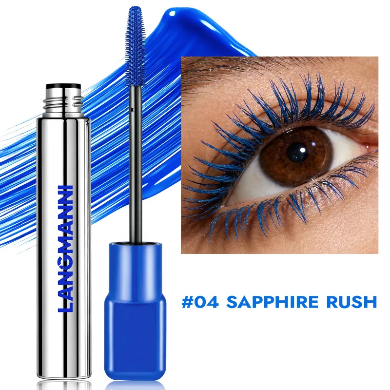 Matná modrá řasenka Silk Fiber Barevný Velký kartáček Prodloužení řas Voděodolná Trvale rychle schnoucí Zelená Růžová Curling Mascara Makeup