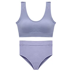 Damen-Sportunterwäsche-Set, Übergröße, nahtlos, kabelloses BH-Oberteil, gepolstert, bequem, solide Dessous-BH-Anzug
