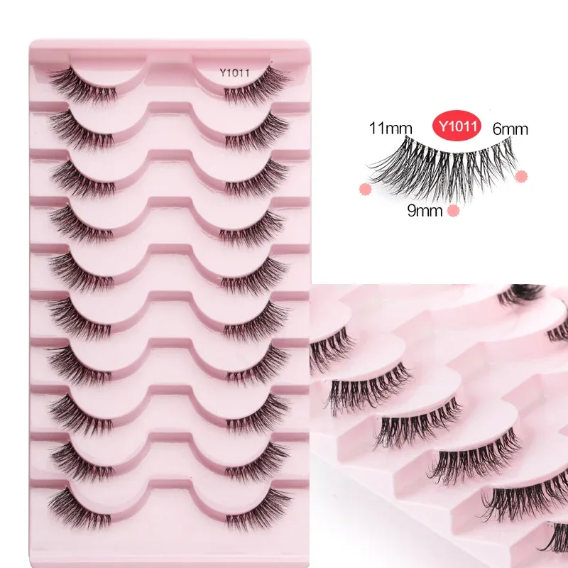 Half Eye Lashes Cat Eye Lashes 3/5/10 คู่ขนตาปลอมนุ่มธรรมชาติดู Clear Band 3D Mink Lashes แต่งหน้า