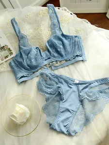 Intimo femminile con spalline in pizzo ultrasottile, seni grandi femminili, set di reggiseno sottile e traspirante da donna in lingerie piccola