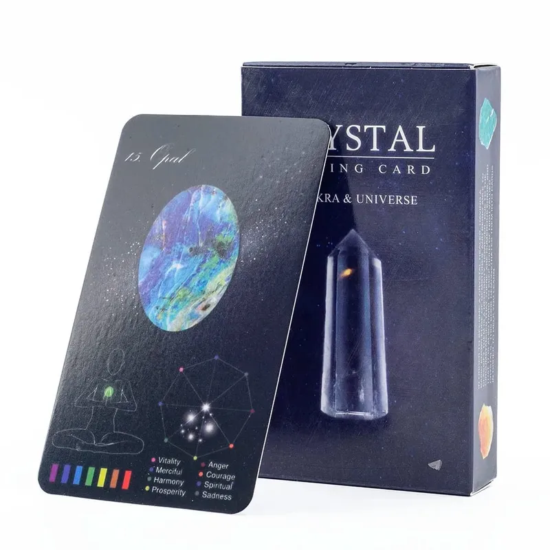 Crystals Healing Cards 60 lapos pakli Crystal Zodiac és Oracle kártyákkal a sorsjóslás próféciájához Családi parti társasjátékok