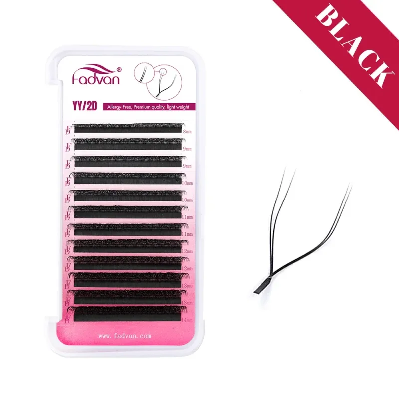Fadvan Y Shape False Eyelash Extensions YY Brown/Black C/D/L/LU/L+ Curl Fox Eye