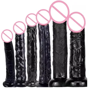 Realistyczne czarne Dildo tanie 6 rozmiarów przyssawka Penis Butt Plug długi Dick G Spot Anal Vagina Masturbator dorosłych seks-zabawka dla kobiety
