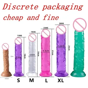 Dones barates anal eròtica 5 colors gran consolador transparent ventosa gelea pene joguines sexuals clítori suau masturbadors vaginals penis