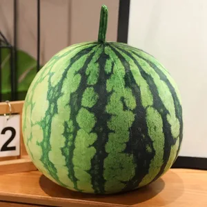3D 시뮬레이션 수박 포옹 베개 라운드 긴 수박 부드러운 플러시 장난감 과일 소파 쿠션 홈 어린이 선물에 적합