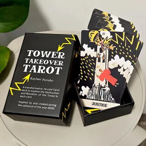 12*7 cm Tower Takeover Tarot-dæk i stiv æske Unikt 79-korts tarotsæt til transformation og befrielse dobbeltpræget