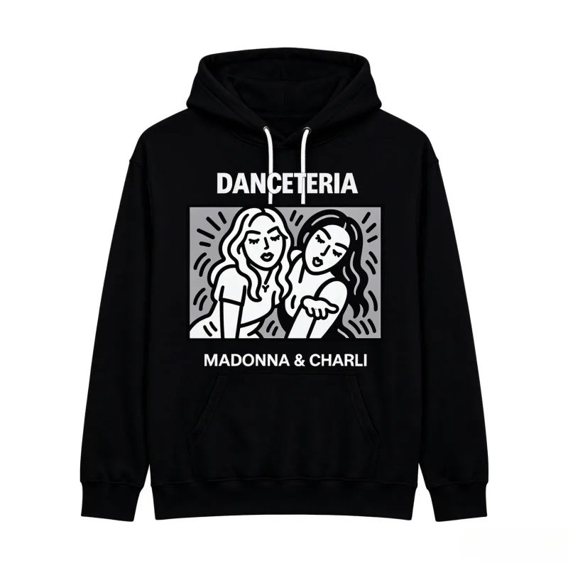 2026 Madonna Charli XCX Danceteria Hoodie Linha Arte Impressão Gráfica Unissex Pulôver Com Capuz Moletom Pop Music Fan Casual Tops