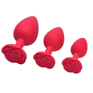 Conjunt de perles anals de silicona amb flor de rosa, plug anal petit i mitjà gran, joieria, consolador d'entrenador anal, joguina sexual per a l'anus, homes, dones, gais