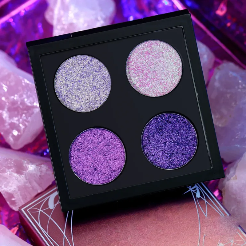 Paleta d'ombres d'ulls camaleó vegana de 4 colors Maquillatge d'etiqueta privada Venda a l'engròs Logotip personalitzat Ombra d'ulls de canvi de color