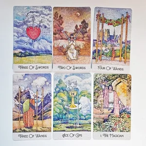 Trykt på 350GSM dobbeltpræget karton 12*7 cm Genopdaget klassisk tarotkort 78 stk. tarotkort tegnet med kuglepenne