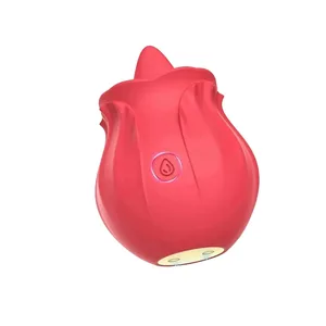 Vibrator în formă de trandafir Jucărie sexuală din silicon sigură pentru corp pentru femei Reîncărcabil rezistent la apă Vibrații cu mai multe viteze Cadou discret pentru adulți