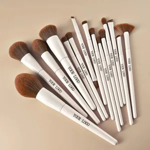 15pcs Makeup Brushes Custom Logo White Color Brown Hair Makeup Brush Set Private Label Pro Beauty Tools Wholesale 5set/lot