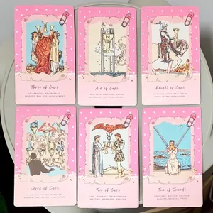 Pink Waite Tarot The Dreamy Pink Collage Tarot Deck 78 æstetiske Kawaii Tarotkort med betydninger 12*7cm Dobbeltpræget