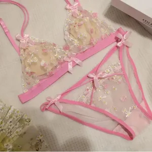 Sexy Spitzen-Bralette-Set für Damen, dreieckige Körbchen, kabellos, bequeme Unterwäsche, Dessous