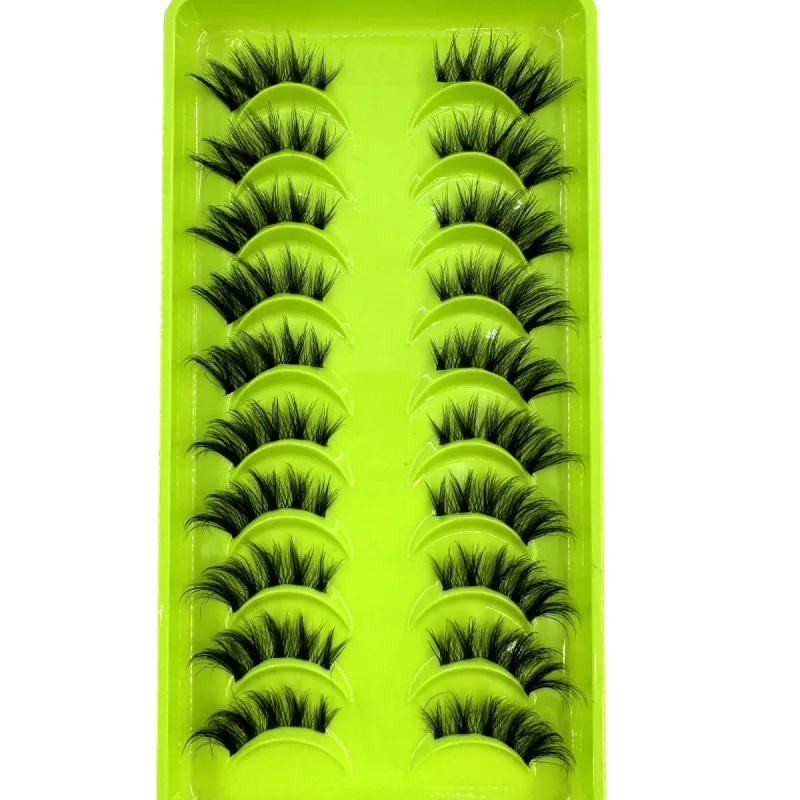 ขนตาสีดำ 10 ขนตานุ่มธรรมชาติ Cat Eye Lashes เครื่องมือแต่งหน้า Extension Fluffy Faux Cils back-to-school season